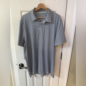 J Crew Performance Navy White Stripe Polo Shirt Mens XL